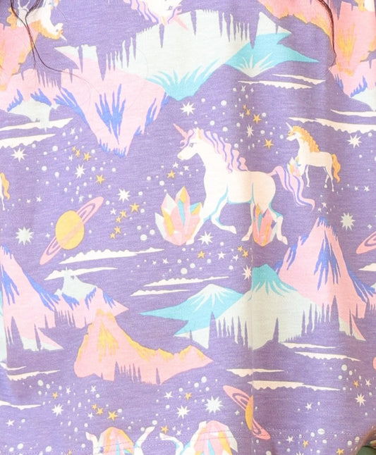 UNICORN PLANET GREEN HEART FUN LEGGING SET - PURPLE/GREEN - Anthrilo