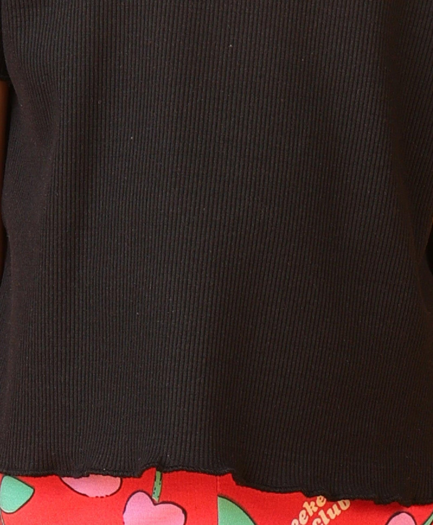 BLACK RIBBED CHERRY RED LEGGING SET - BLACK/RED