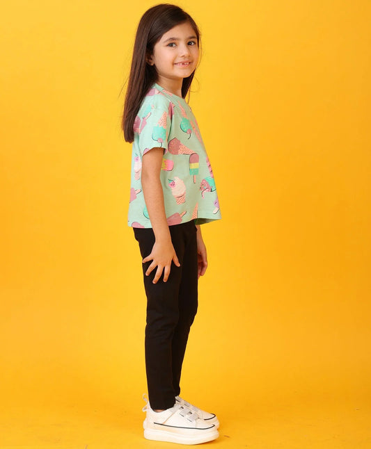 ICECREAM BLACK HEART SPORTY LEGGING SET - GREEN/BLACK - Anthrilo