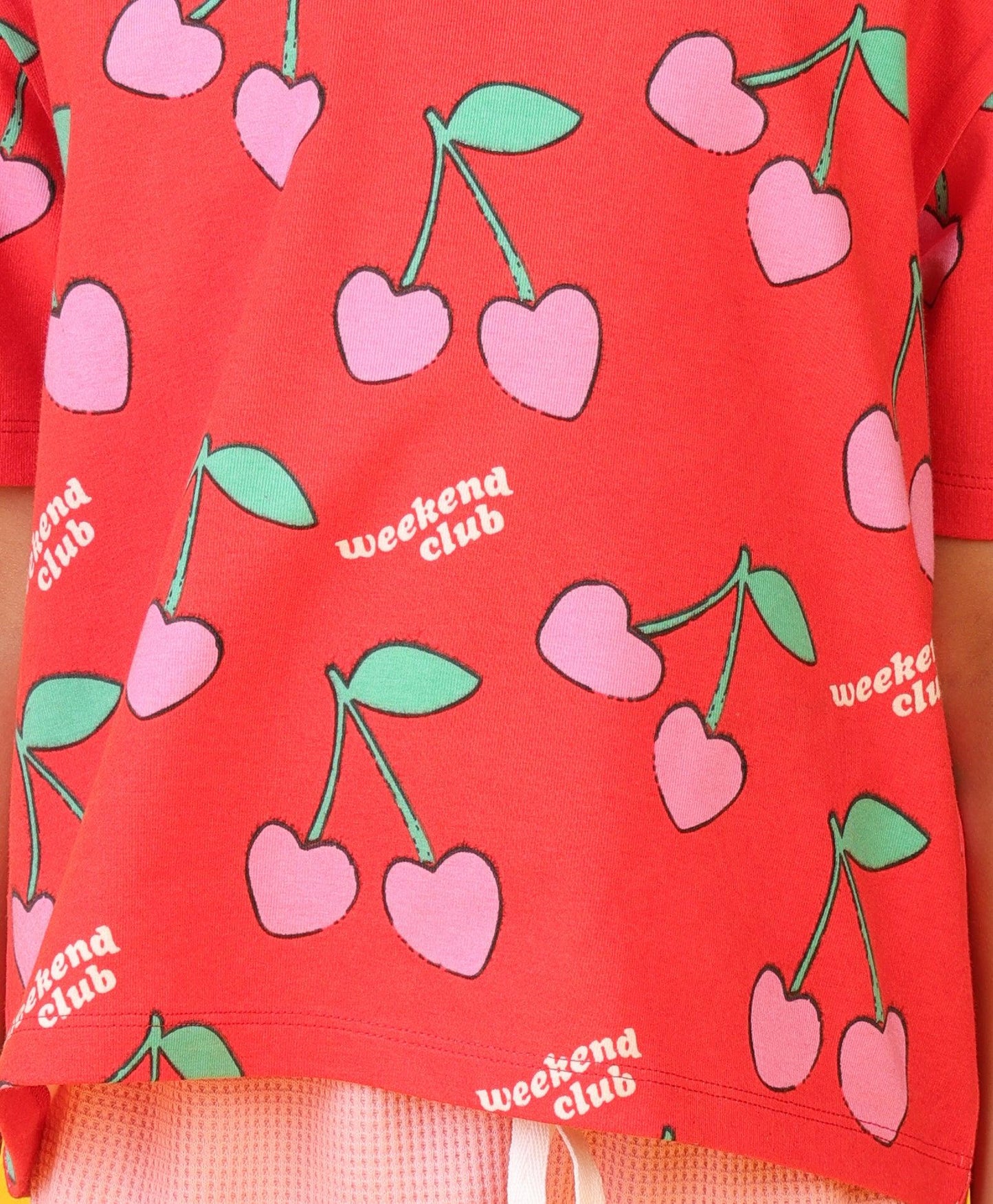 CHERRY RED PINK GIRLS SHORTS SET - RED/PINK