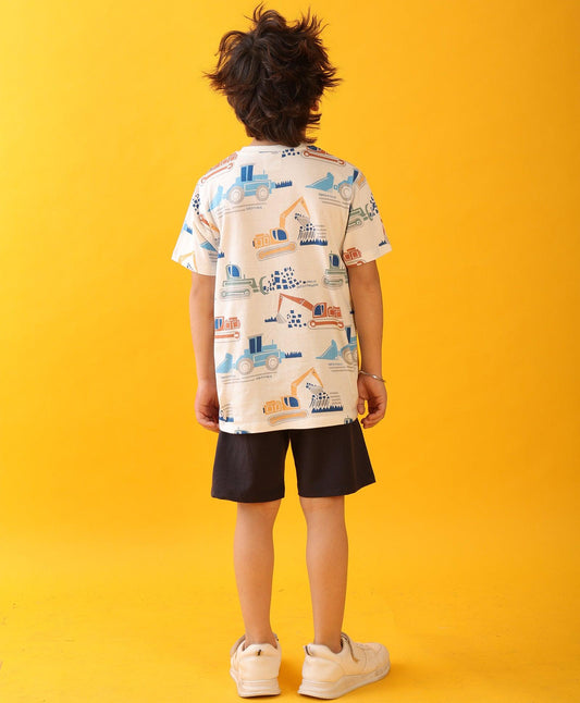 MIGHTY DIGGER BLACK SHORTS SET - WHITE/BLACK