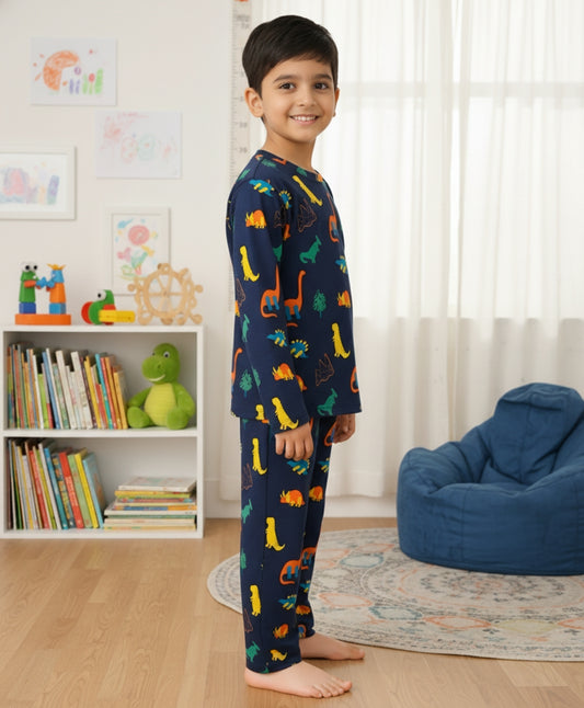 DINOSAUR FUN NAVY PYJAMA SET (LONG SLEEVES) - Anthrilo