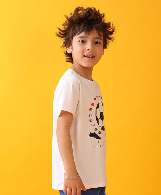 FOOTBALL TEAM SHORT SLEEVE BOYS T-SHIRT - WHITE