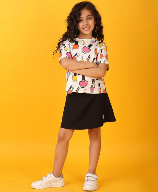 NAIL PAINT SUMMER BLACK SKIRT SET - WHITE/BLACK - Anthrilo