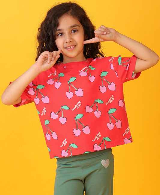 CHERRY RED SHORT SLEEVES SUMMER T-SHIRT - RED