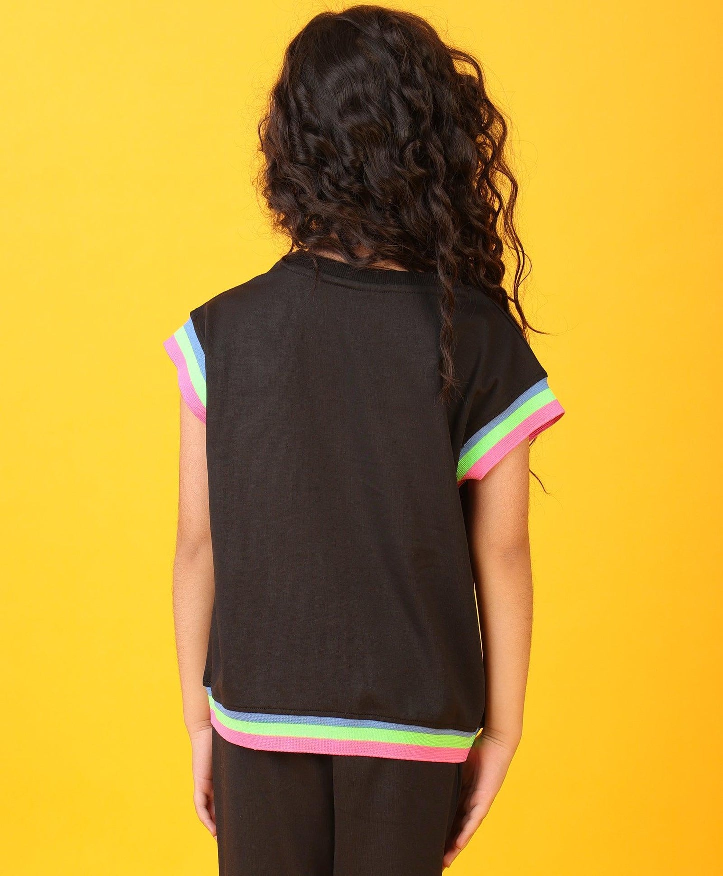 BLACK HEART FUN CAP SLEEVES SUMMER T-SHIRT - BLACK