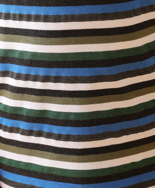 BLUE GREEN WHITE STRIPED BOYS SHORT SLEEVES T-SHIRT - MULTI