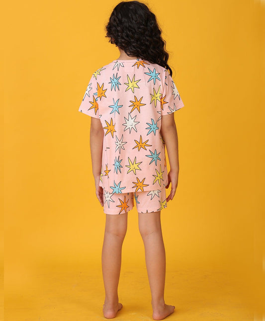 PINK STAR GIRLS SLEEPWEAR SHORT SET - PINK