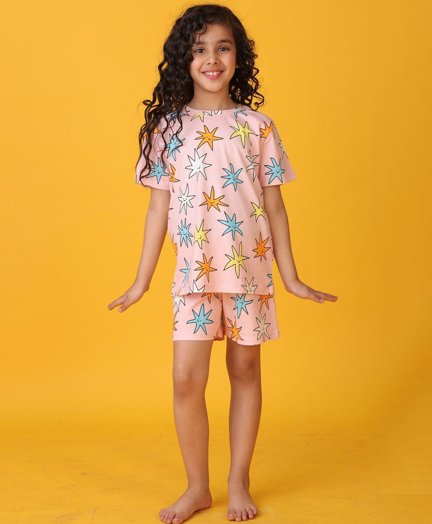 PINK STAR GIRLS SLEEPWEAR SHORT SET - PINK