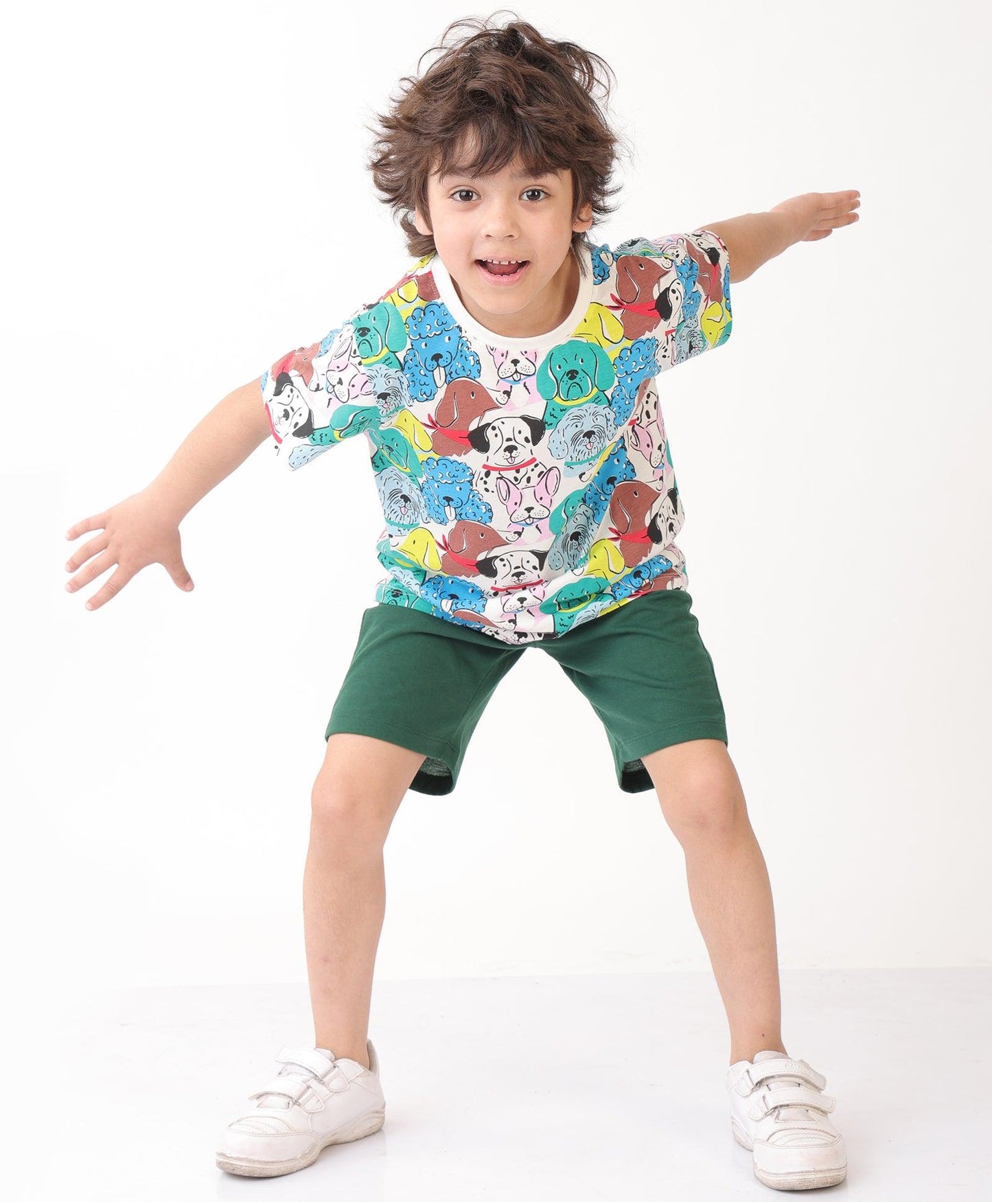 SUMMER DOGS GREEN SHORTS SET - WHITE/GREEN