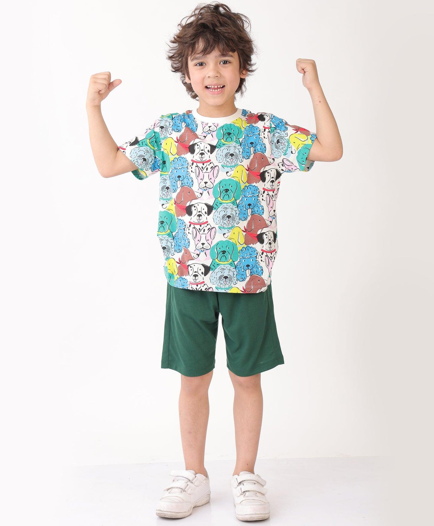SUMMER DOGS GREEN SHORTS SET - WHITE/GREEN