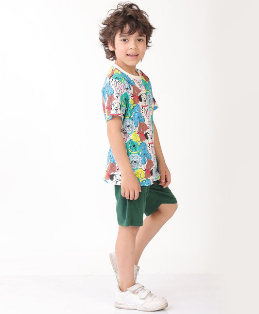 SUMMER DOGS GREEN SHORTS SET - WHITE/GREEN