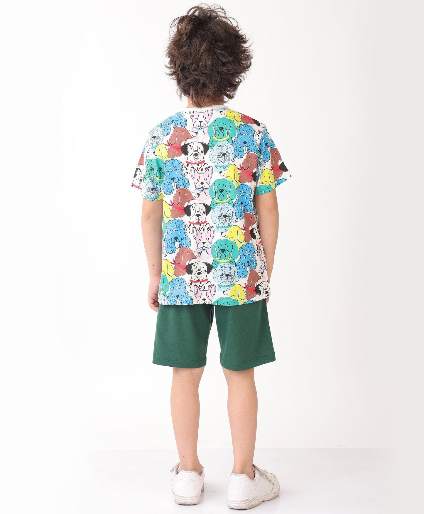 SUMMER DOGS GREEN SHORTS SET - WHITE/GREEN