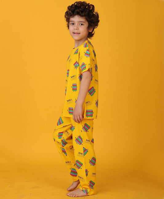 POP IT SHORT SLEEVE PYJAMA SET - YELLOW