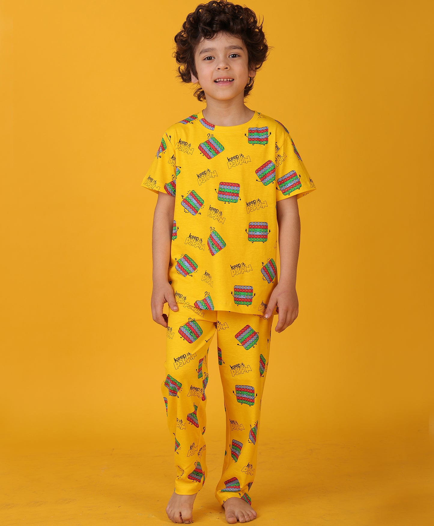 POP IT SHORT SLEEVE PYJAMA SET - YELLOW