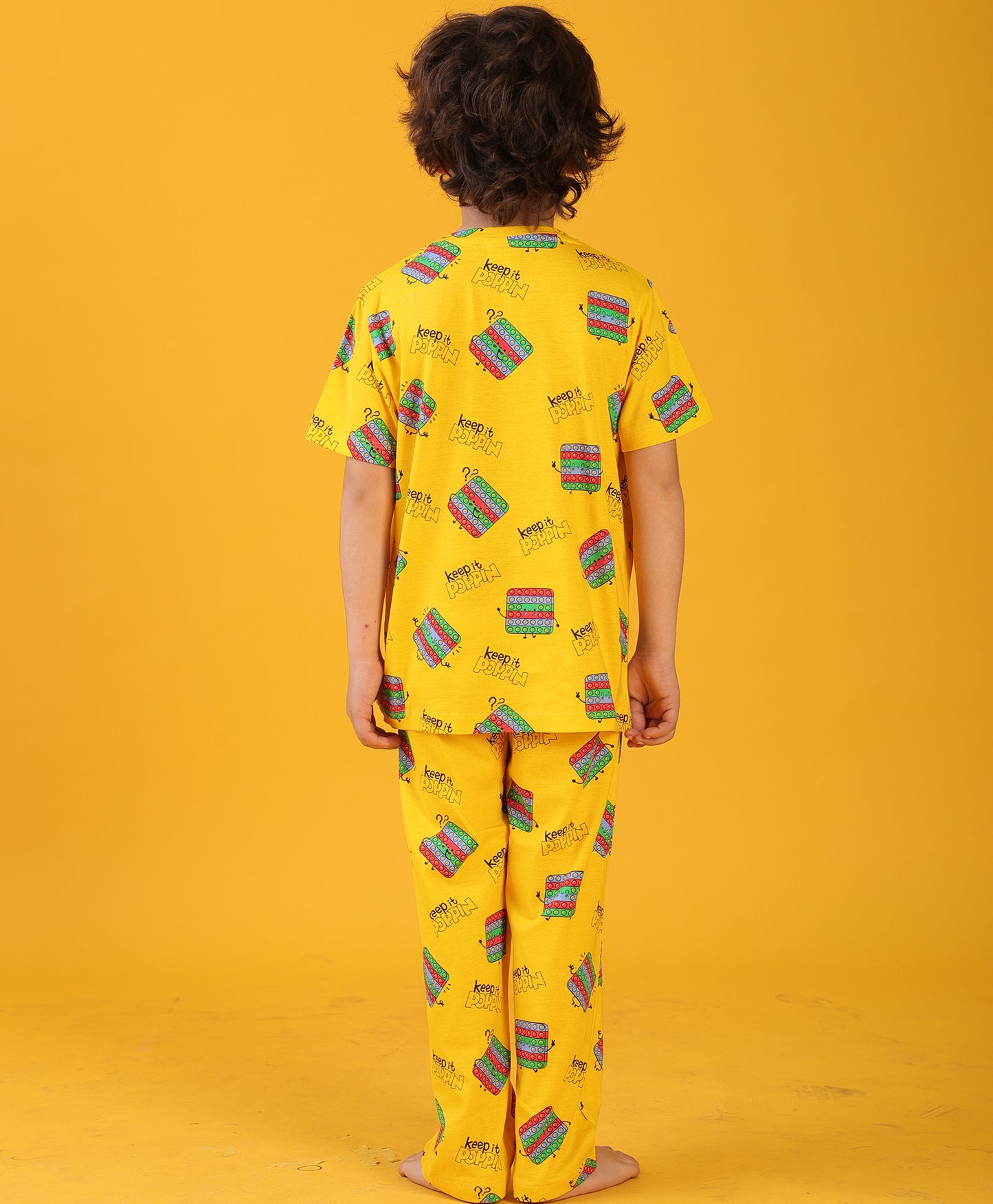 POP IT SHORT SLEEVE PYJAMA SET - YELLOW