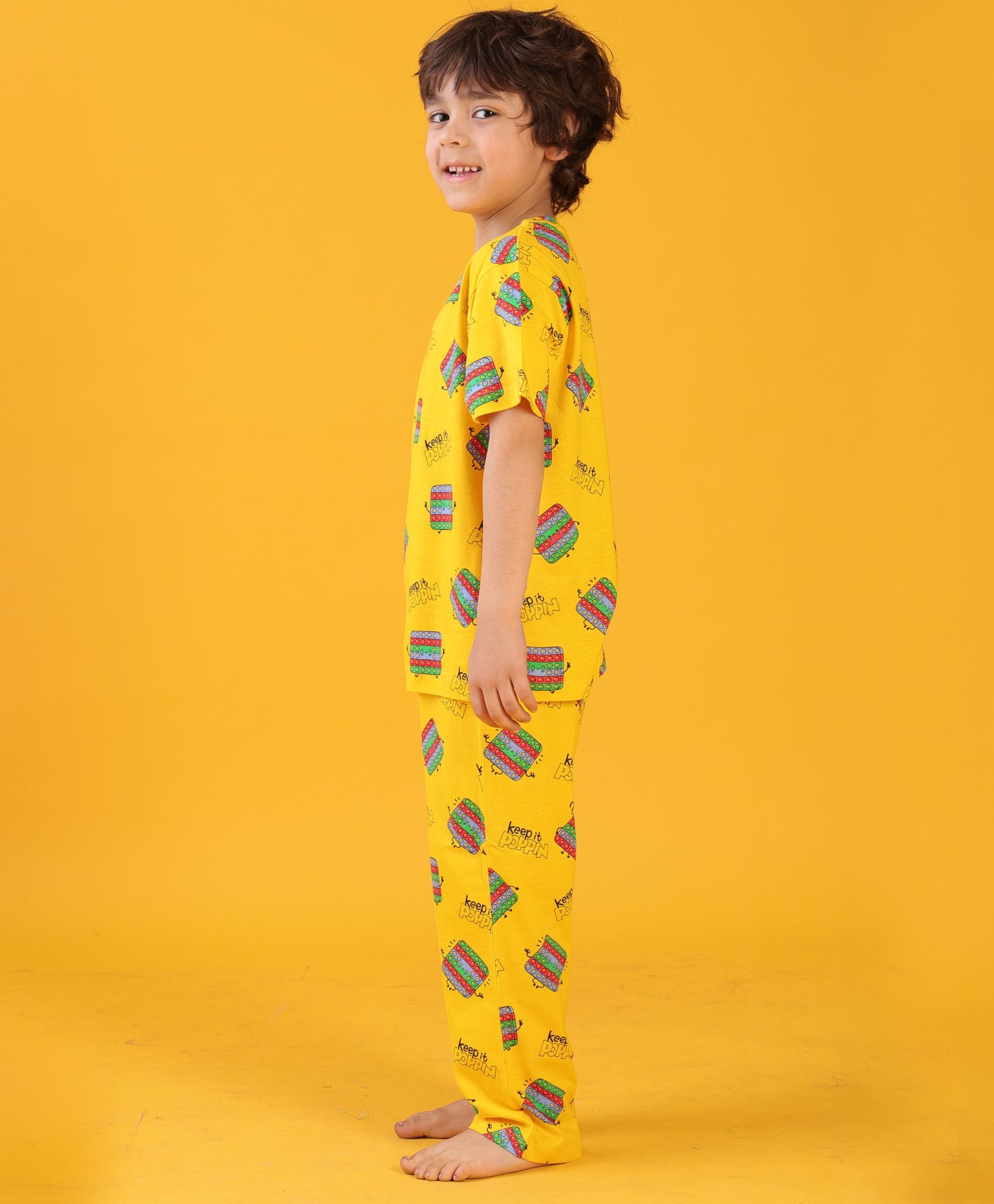 POP IT SHORT SLEEVE PYJAMA SET - YELLOW