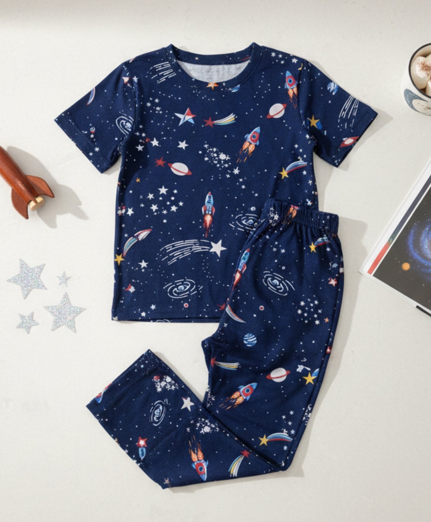 SOLAR DREAMS SHORT SLEEVE PYJAMA SET - BLUE