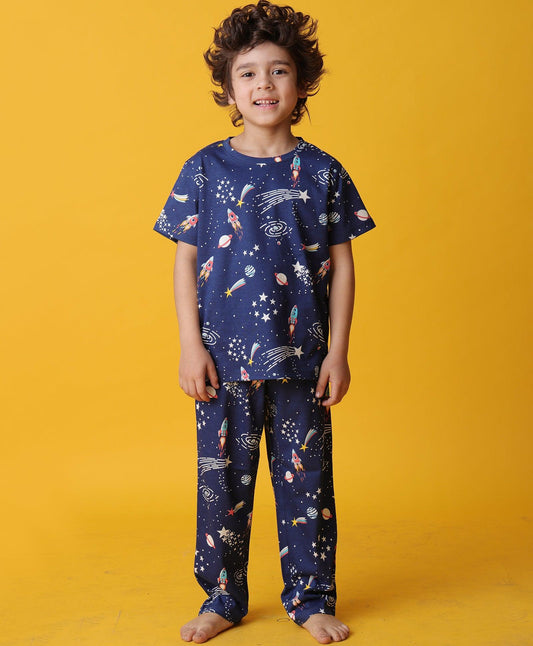 SOLAR DREAMS SHORT SLEEVE PYJAMA SET - BLUE