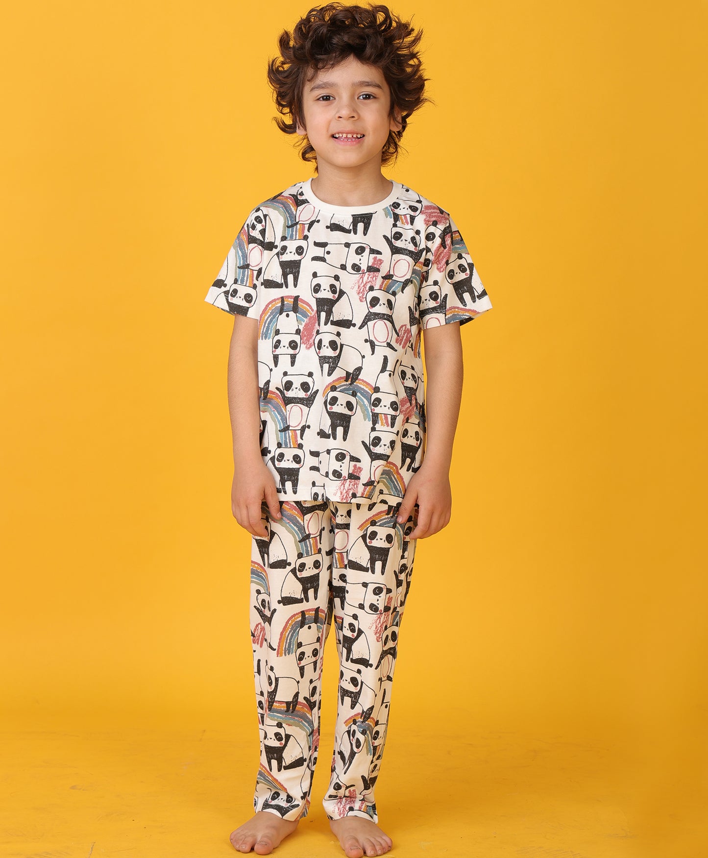 PANDA SHORT SLEEVE PYJAMA SET - WHITE