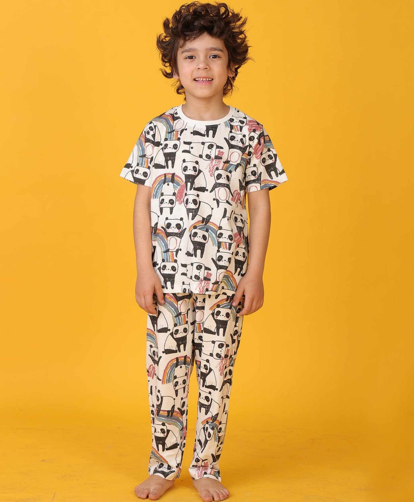 PANDA SHORT SLEEVE PYJAMA SET - WHITE