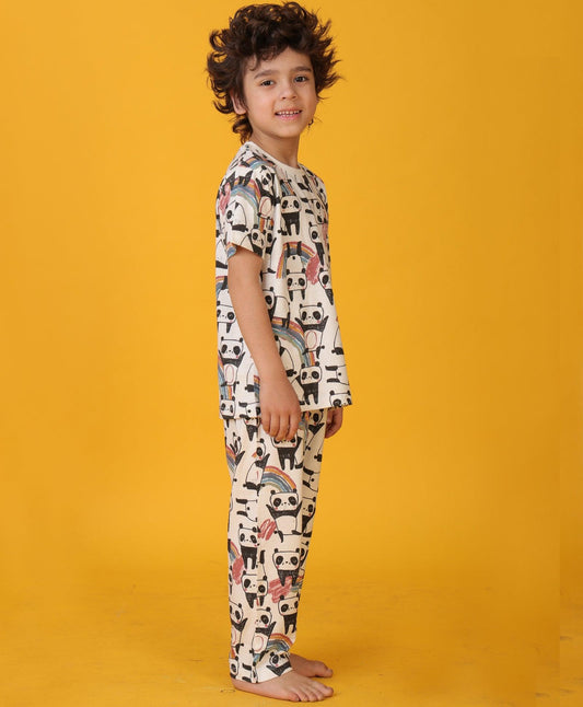 PANDA SHORT SLEEVE PYJAMA SET - WHITE
