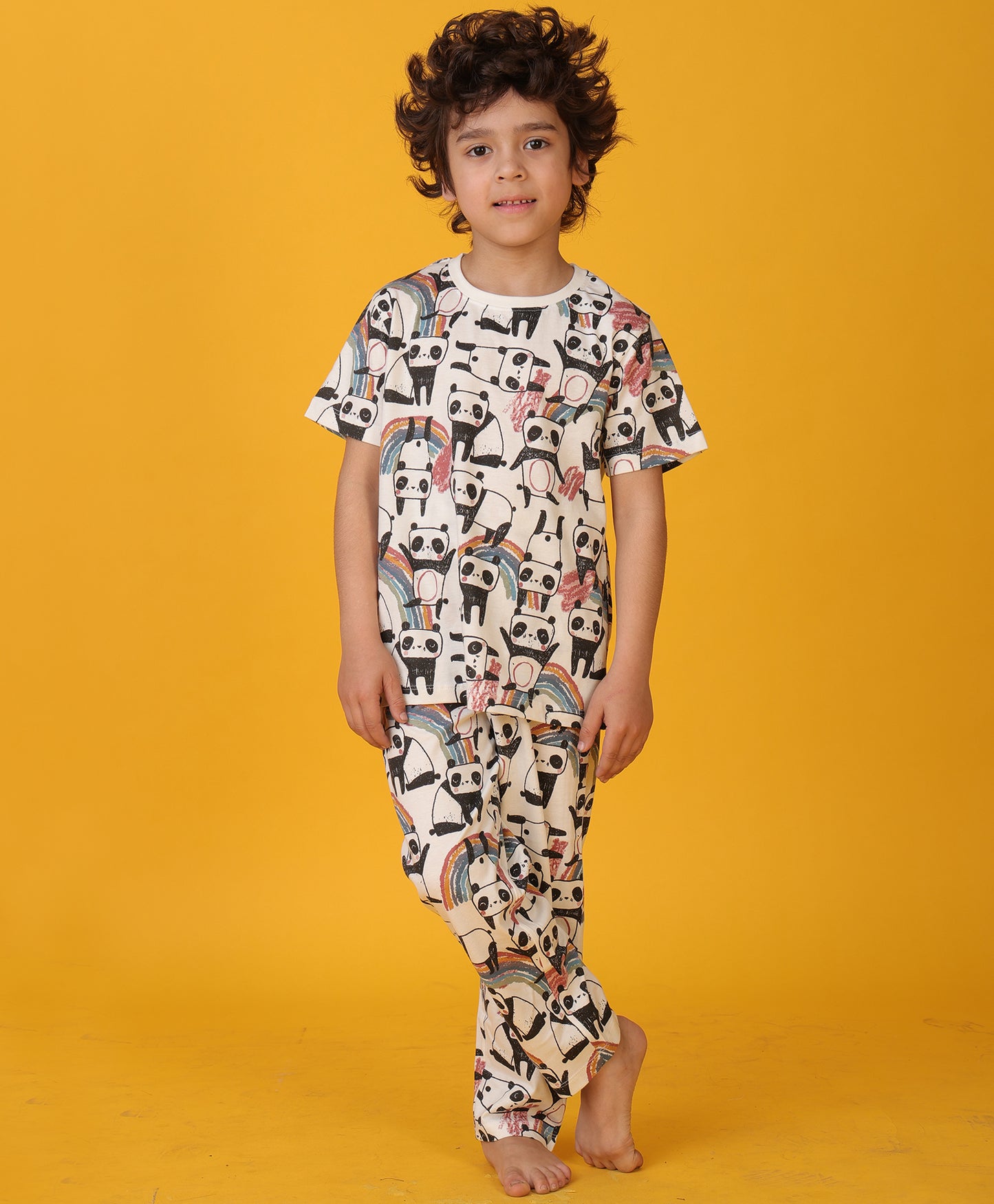 PANDA SHORT SLEEVE PYJAMA SET - WHITE