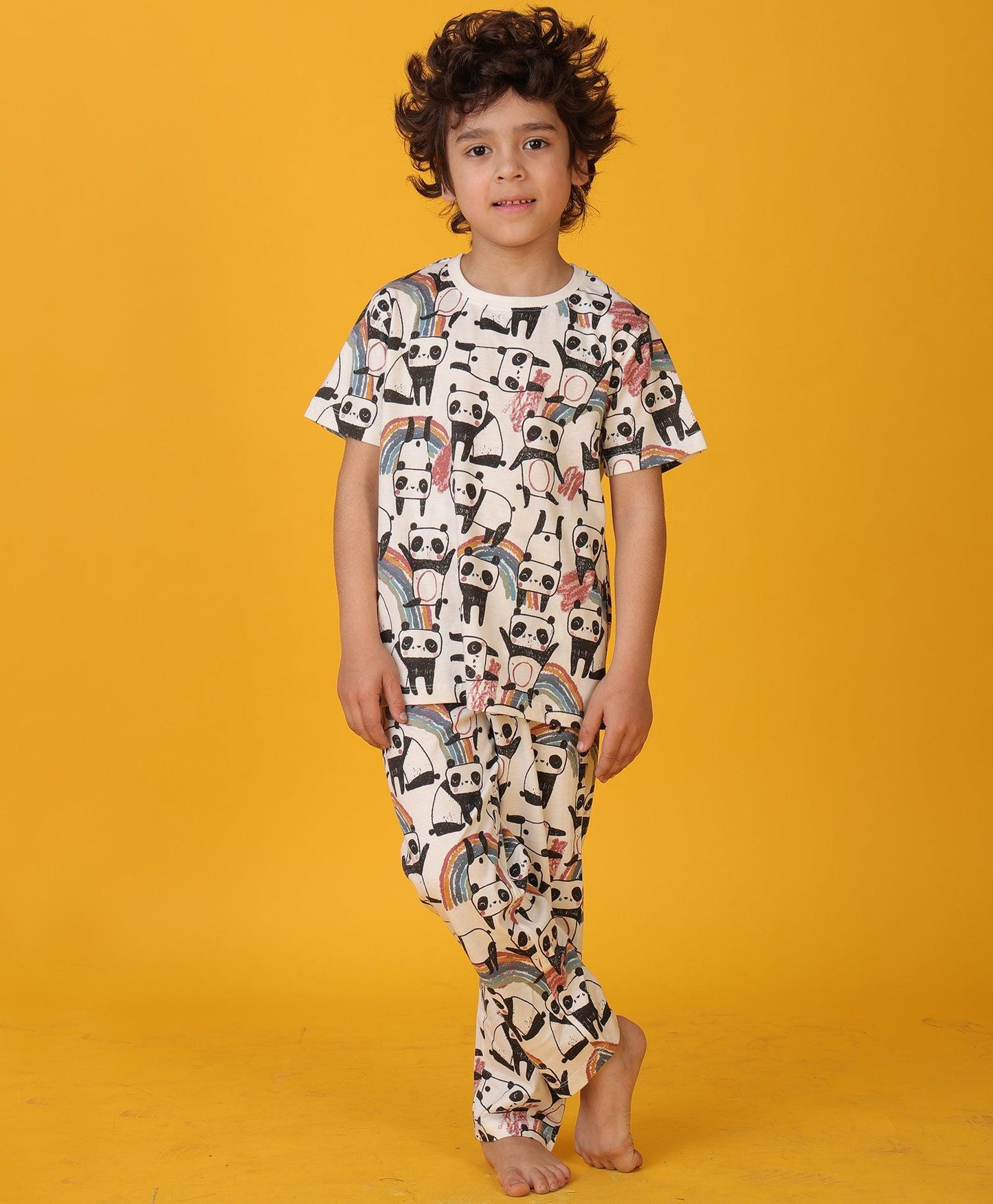 PANDA SHORT SLEEVE PYJAMA SET - WHITE