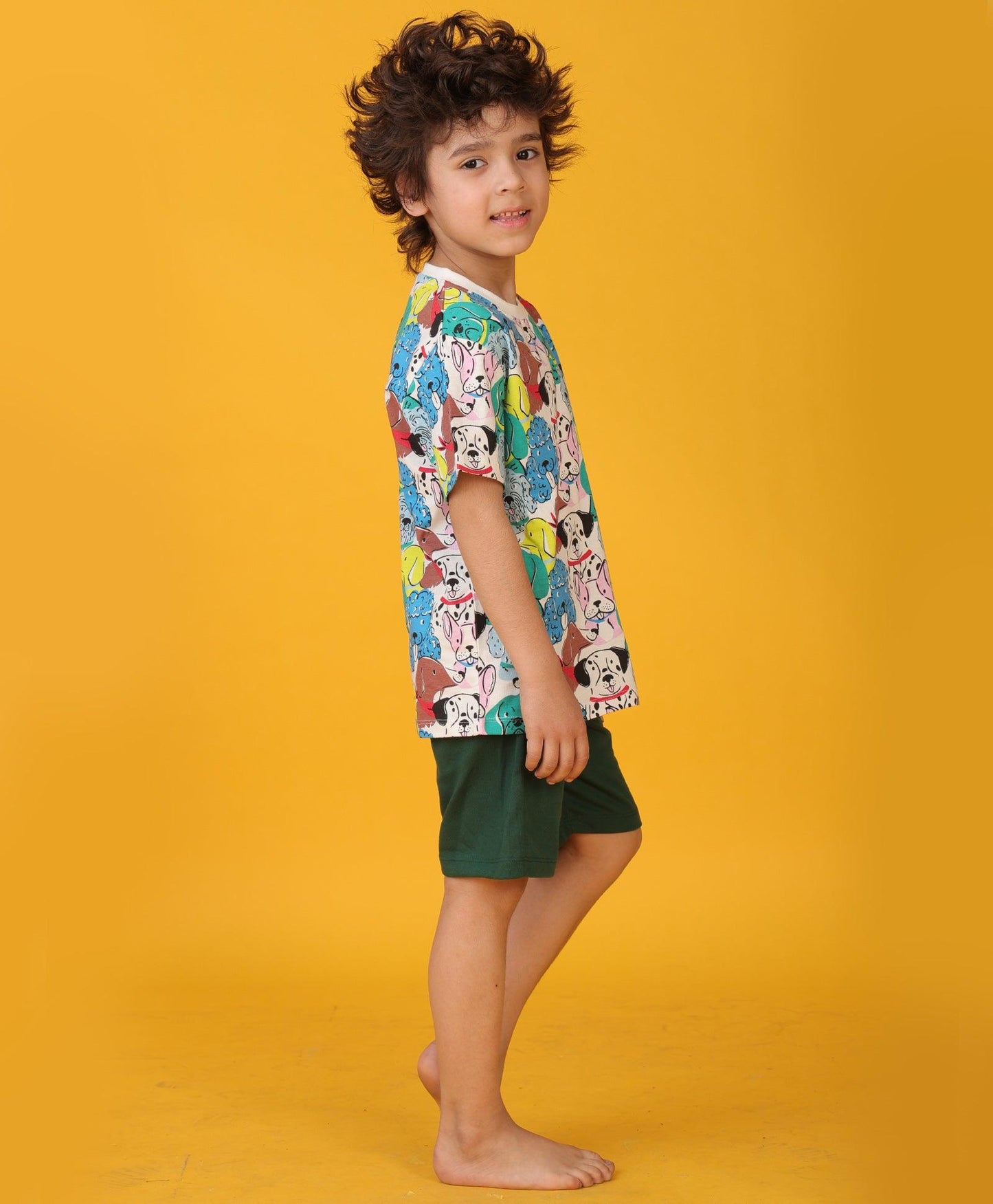 DOGS GREEN SLEEPWEAR SHORT SET - WHITE/GREEN