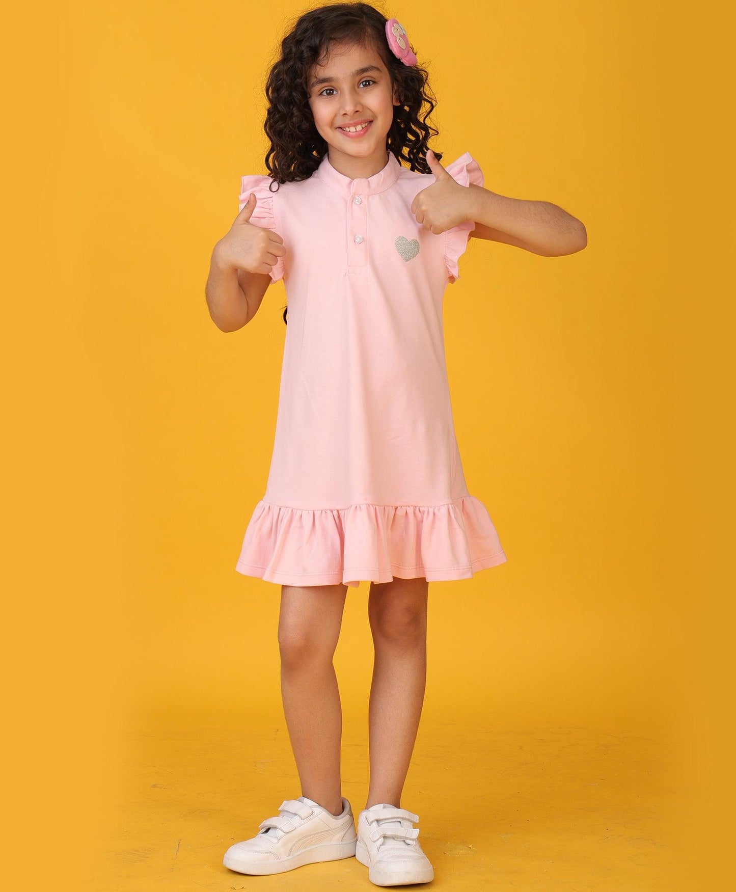 PRETTY PINK SILVER HEART DRESS - PINK