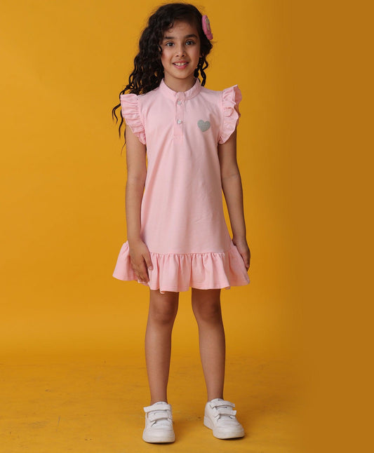 PRETTY PINK SILVER HEART DRESS - PINK