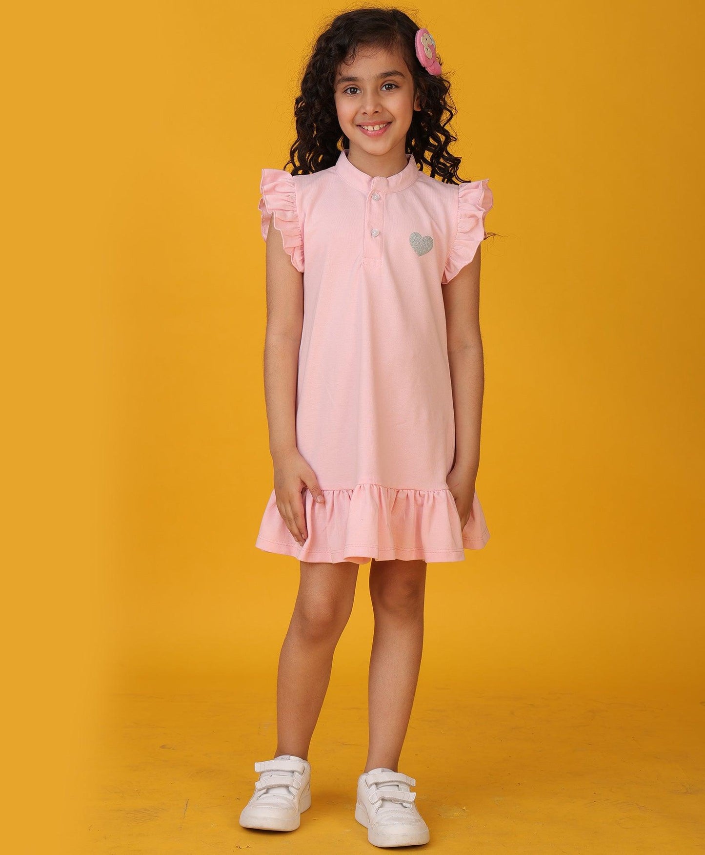 PRETTY PINK SILVER HEART DRESS - PINK