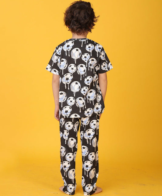 FOOTBALL MELT SHORT SLEEVE PYJAMA SET - BLACK