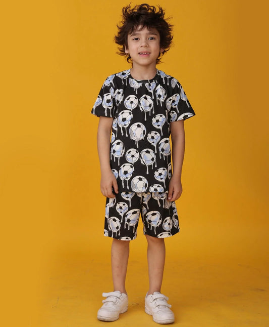FOOTBALL MELT SUMMER SHORTS SET - BLACK - Anthrilo
