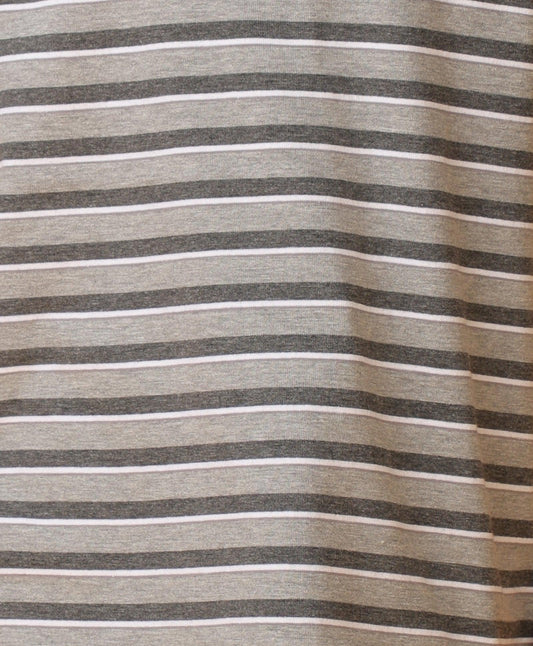 GREY MELANGE STRIPED BLACK SHORTS SET - GREY/BLACK