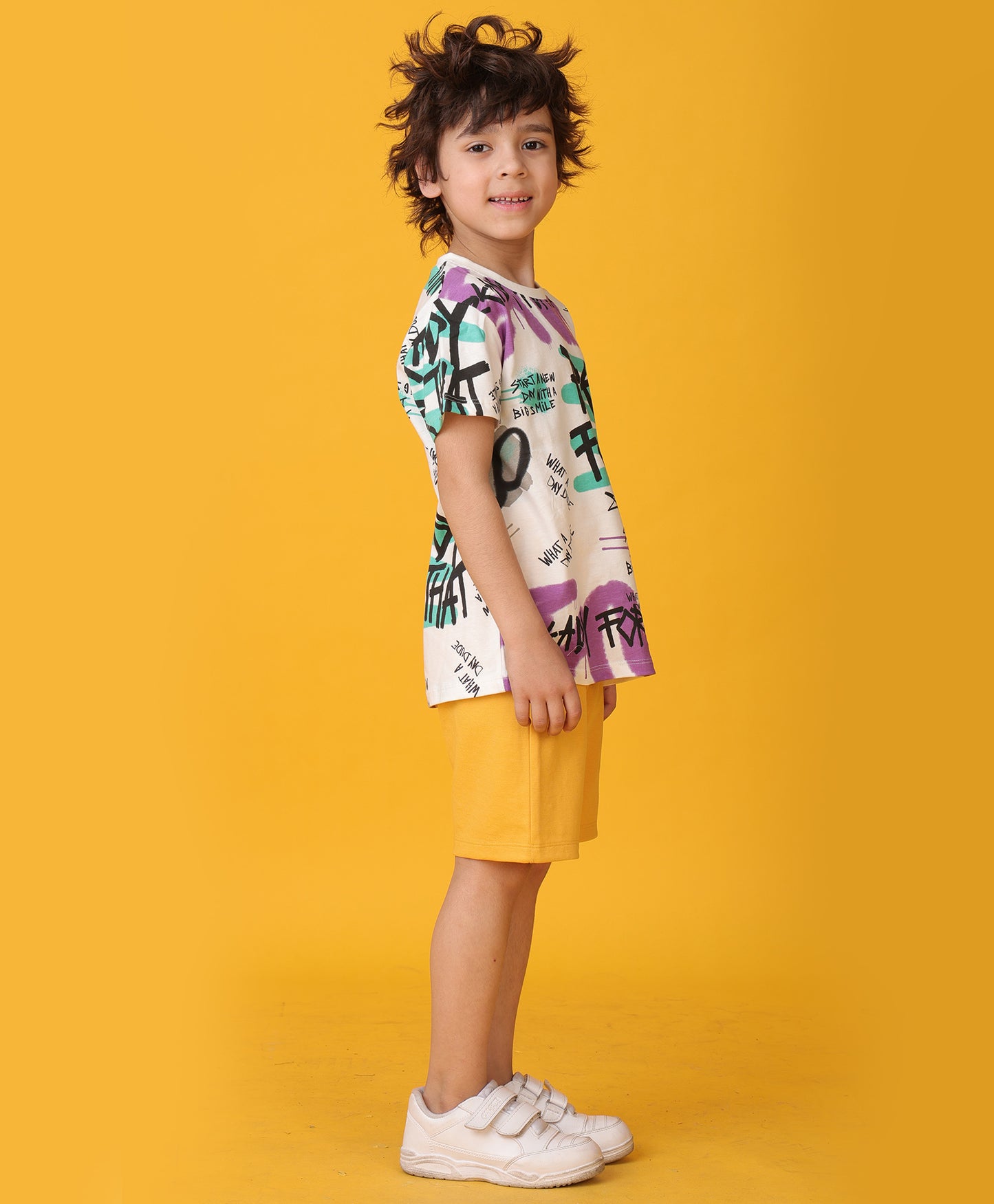 READY FOR THAT MUSTARD YELLOW SHORTS SET - WHITE/MUSTARD