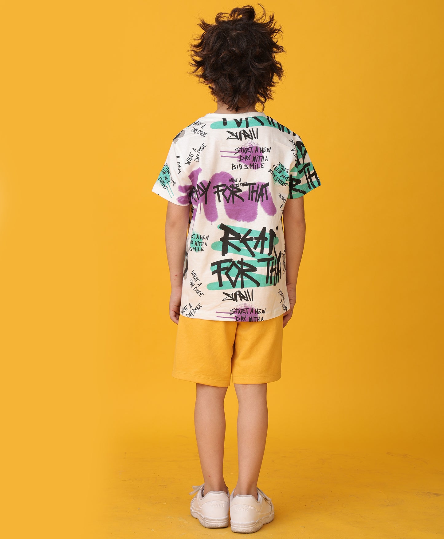 READY FOR THAT MUSTARD YELLOW SHORTS SET - WHITE/MUSTARD