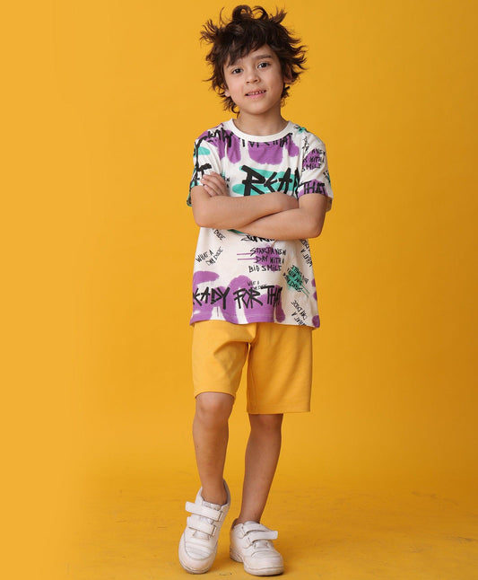 READY FOR THAT MUSTARD YELLOW SHORTS SET - WHITE/MUSTARD