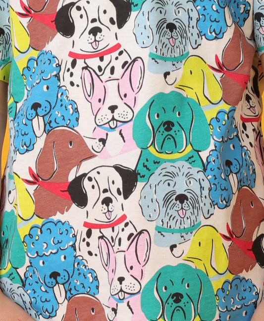 DOGS T-SHIRT RED SHORTS SET - WHITE/RED