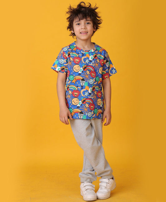 ANIMAL GREY MELANGE SUMMER JOGGER SET - BLUE/GREY