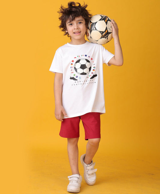 FOOTBALL TEAM RED SHORTS SET - WHITE/RED