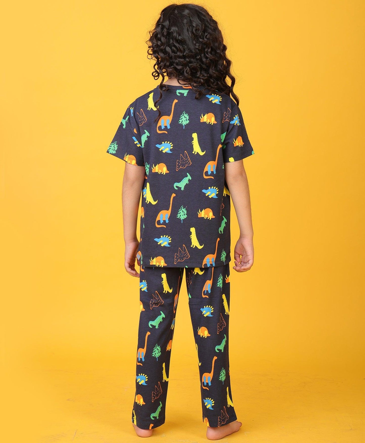DINOSAUR FUN NAVY GIRLS SHORT SLEEVE PYJAMA SET - NAVY