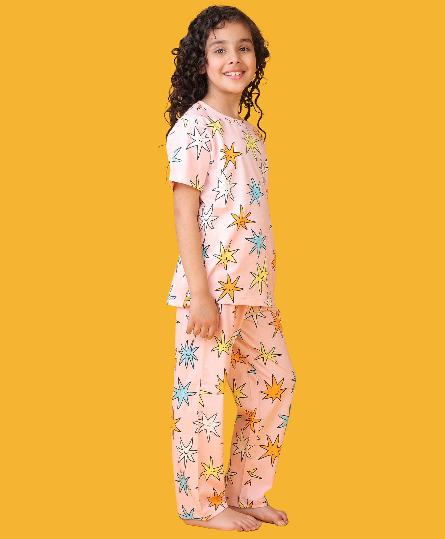 PINK STAR SHORT SLEEVE PYJAMA SET - PINK