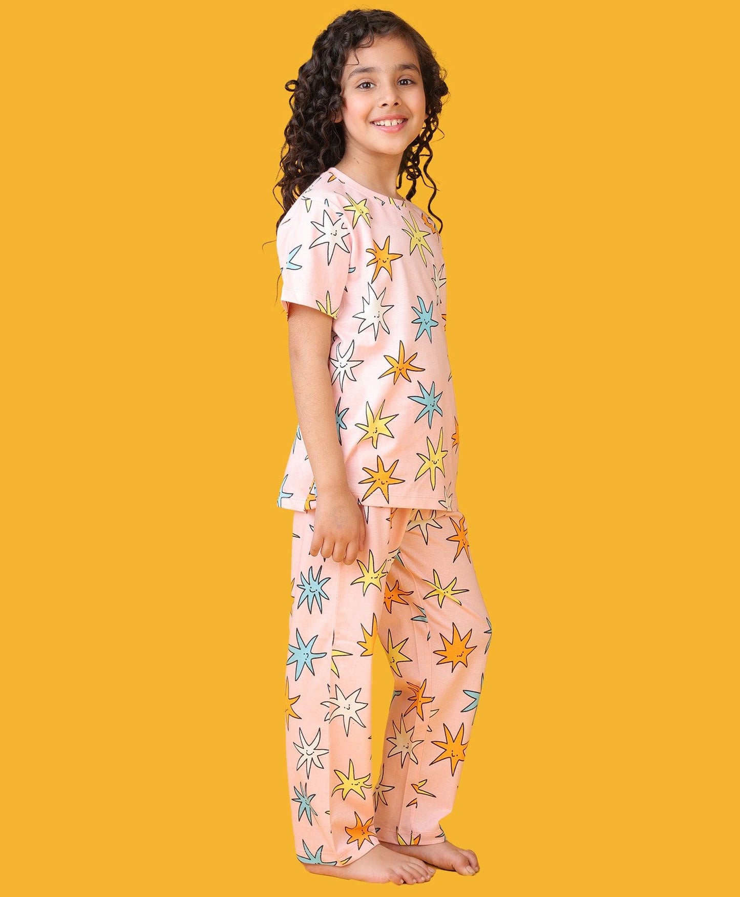 PINK STAR SHORT SLEEVE PYJAMA SET - PINK