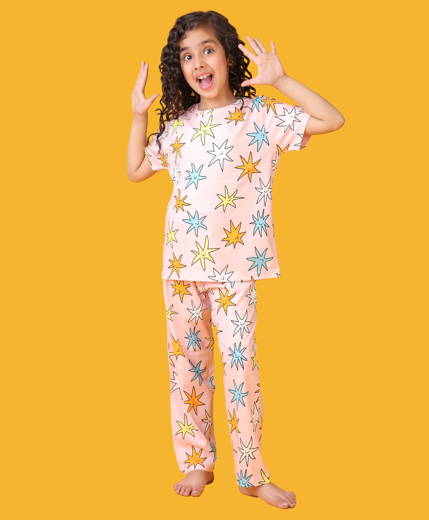 PINK STAR SHORT SLEEVE PYJAMA SET - PINK
