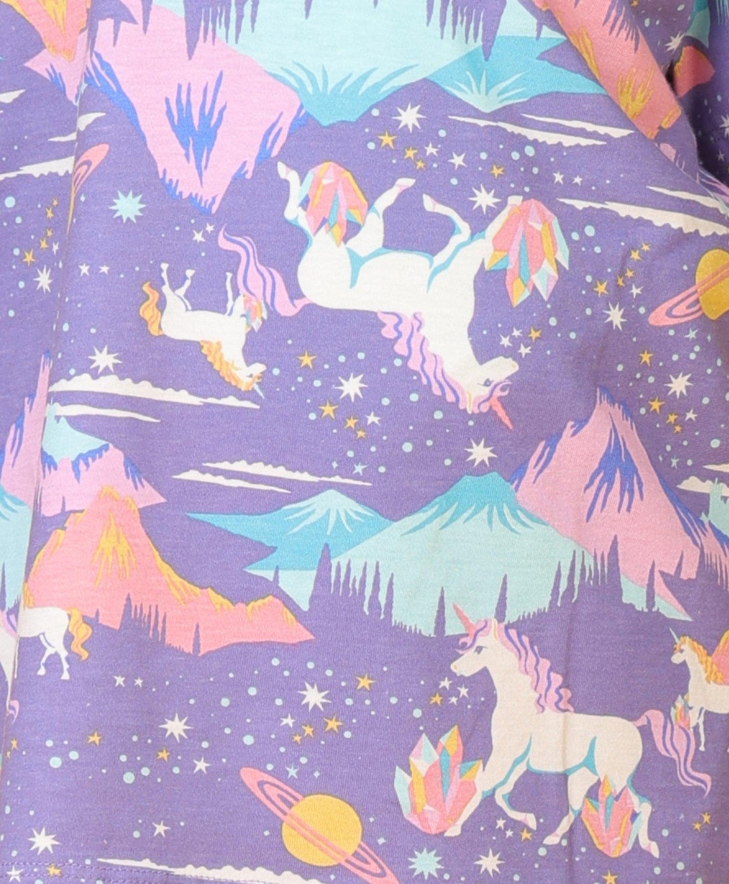 UNICORN PLANET SHORT SLEEVE PYJAMA SET - PURPLE