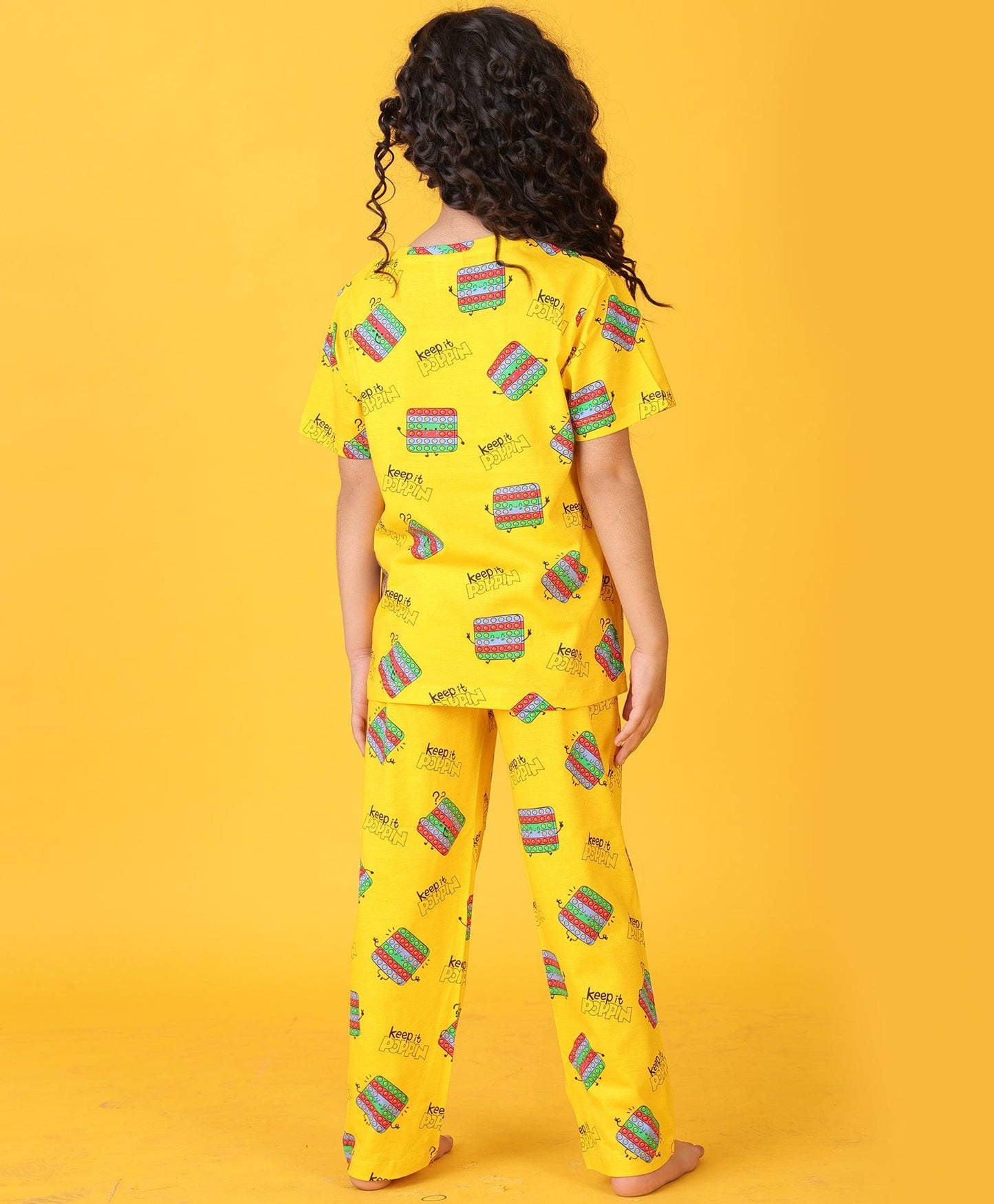 POP IT YELLOW GIRLS SHORT SLEEVE PYJAMA SET - YELLOW