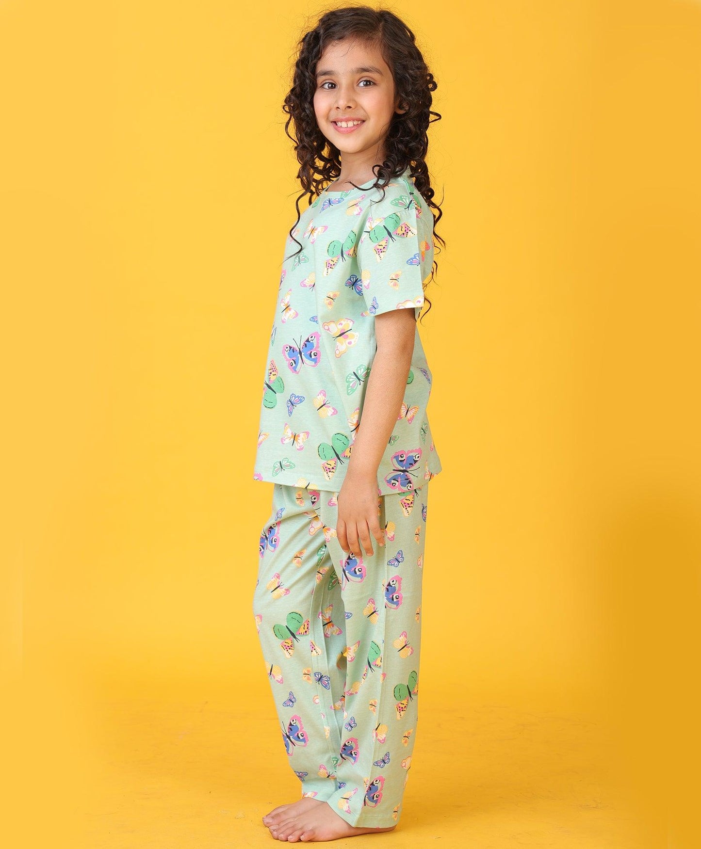 BUTTERFLY SHORT SLEEVE PYJAMA SET - GREEN
