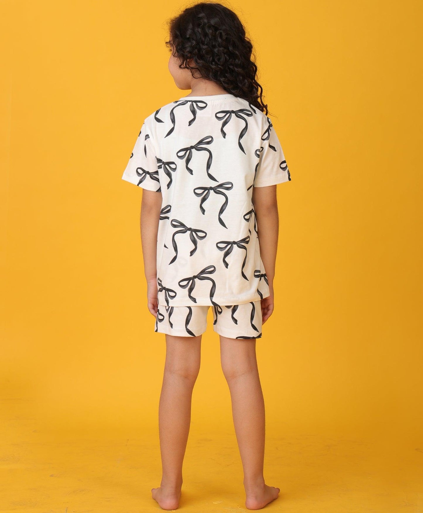 PRETTY BLACK BOW SLEEPWEAR SHORT SET - BLACK