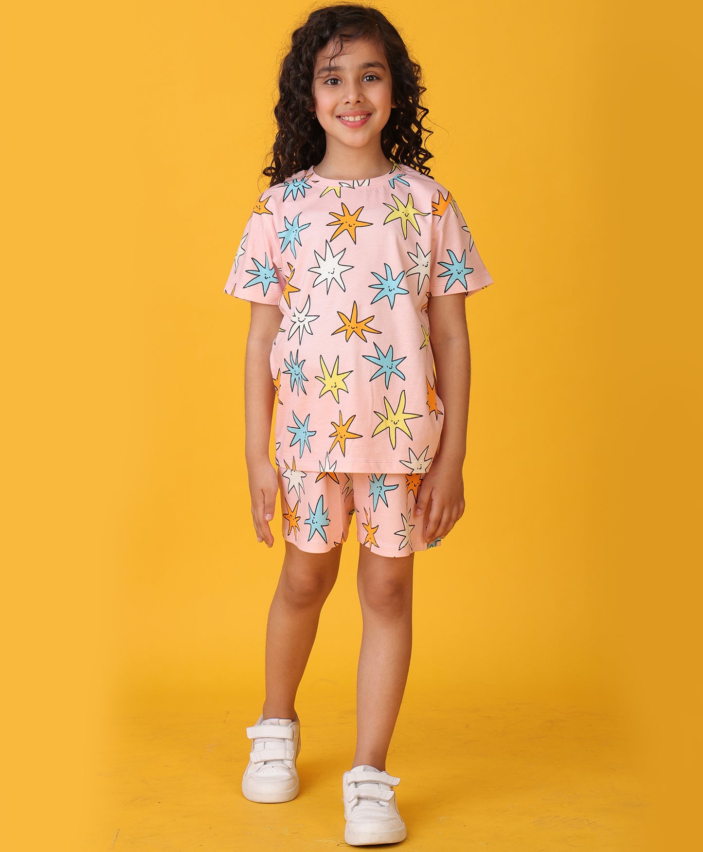 SMILING STAR PINK SHORTS SET - PINK